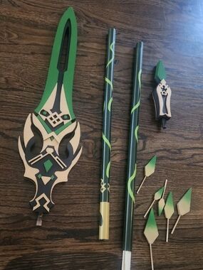Primordial Jade Winged-Spear Staff -  Genshin Xiao - Wood Plastic